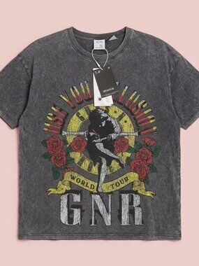 NWT Bershka‎ Grey Rose T-Shirt